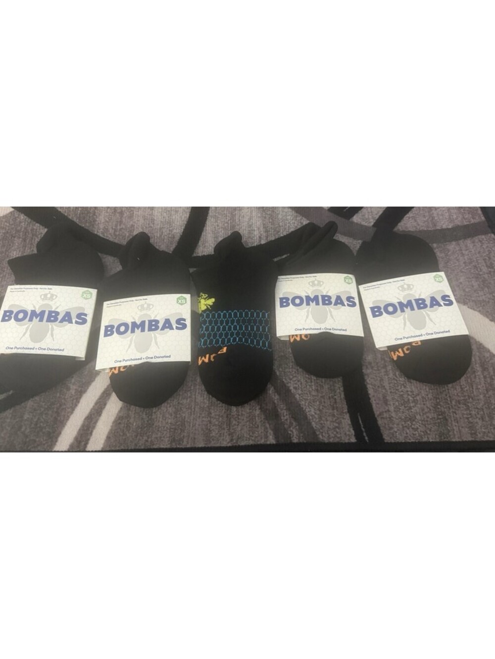 Bombas Black Footies Size XS 5 Pairs No Show Socks